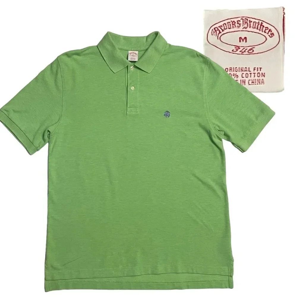 Brooks Brothers Vintage 346 Green Men's Polo Shirt Original fit, medium collared